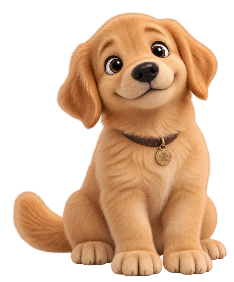 Cookie, a happy golden retriever puppy